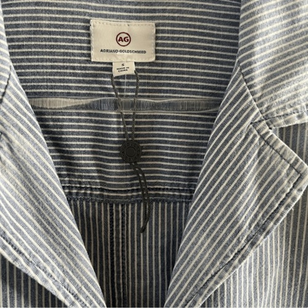 Adriano Goldschmied Rochelle Romper Chambray Stripe Blue Zipper front Small NWOT - Picture 7 of 16